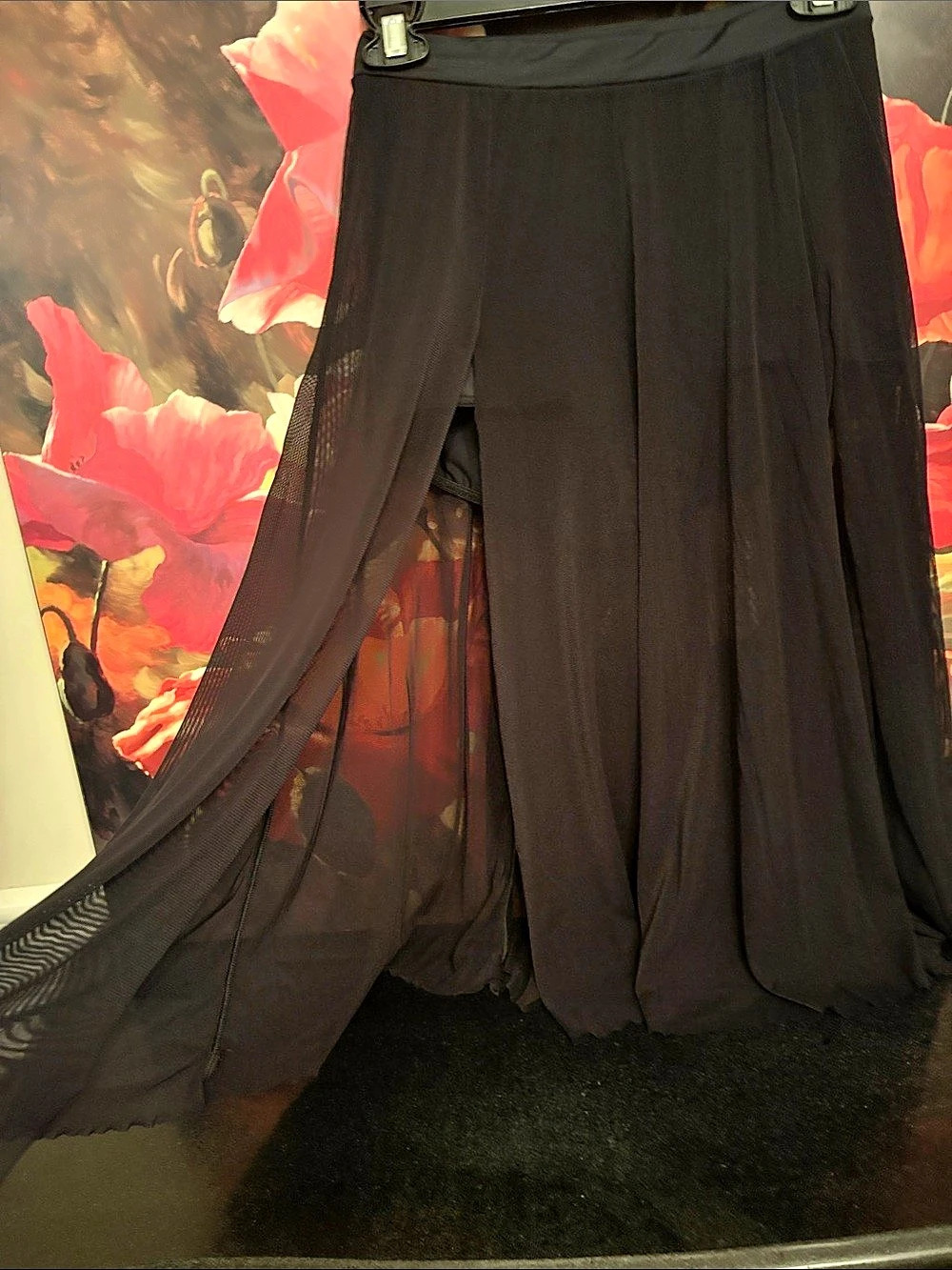 NWOT Balera Black Mesh Maxi Skirt Size Medium MA New